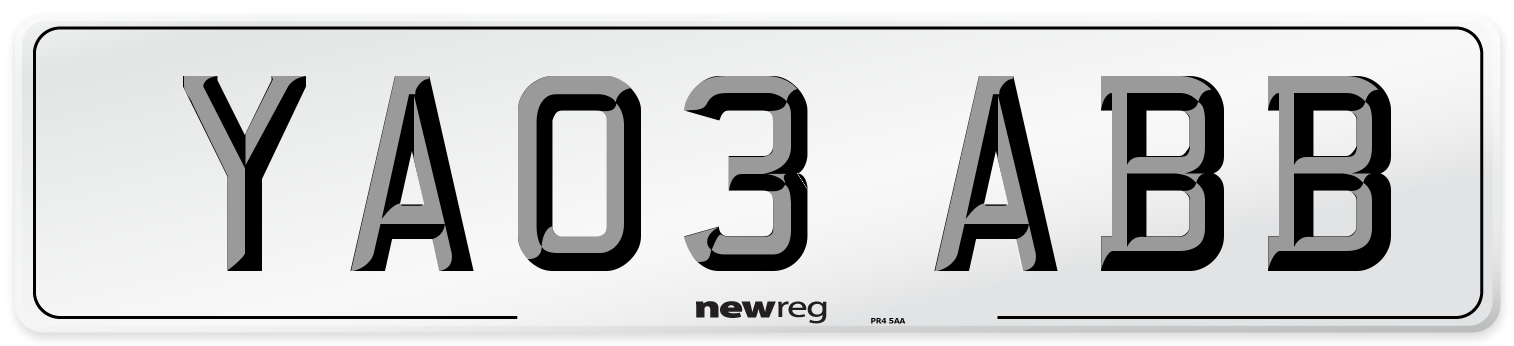 YA03 ABB Number Plate from New Reg